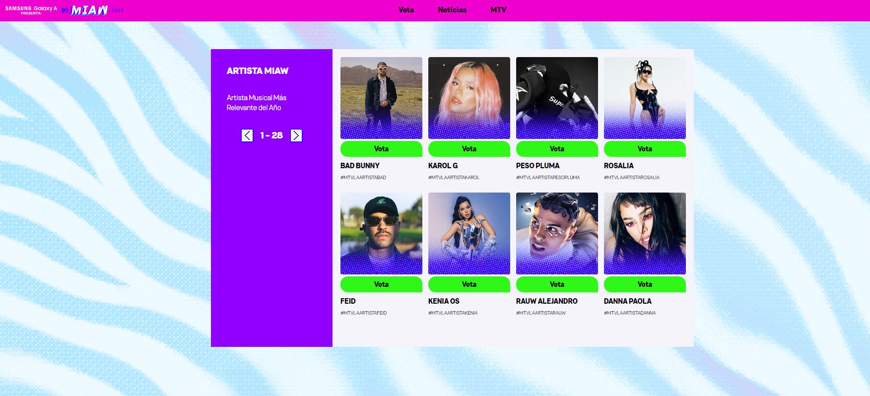 MTV Miaw 2023 cómo votar por tus artistas favoritos