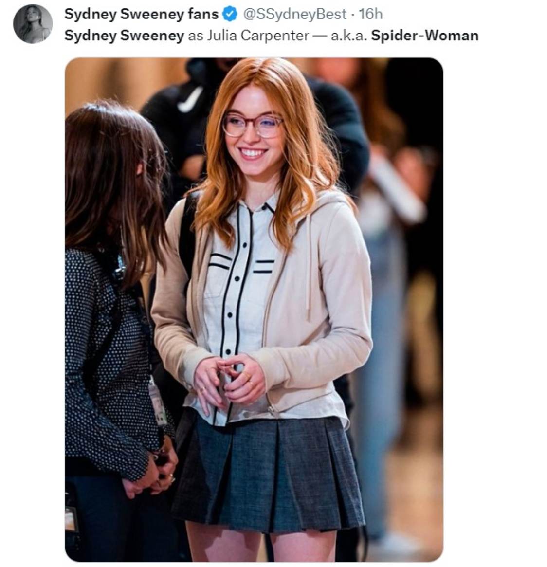 Sydney Sweeney on the set of Spider-Woman