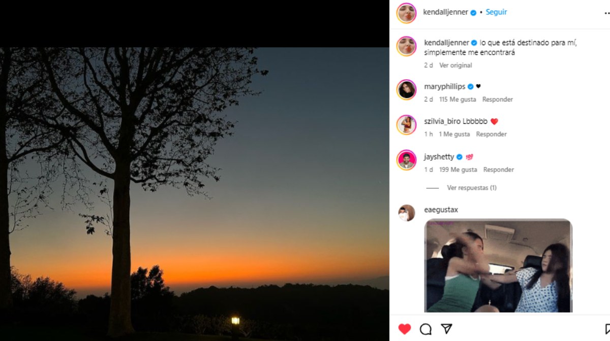 Kendall Jenner publicó un atardecer en Instagram