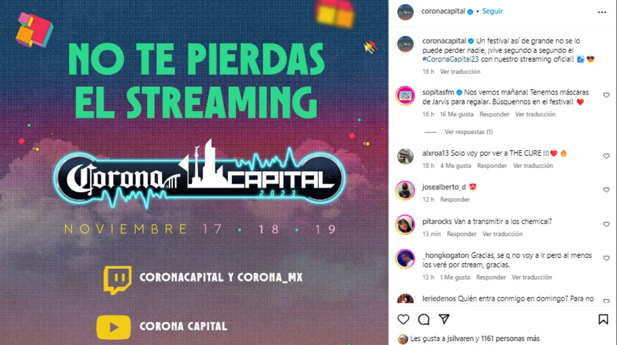 corona capital transmitirá los conciertos en vivo