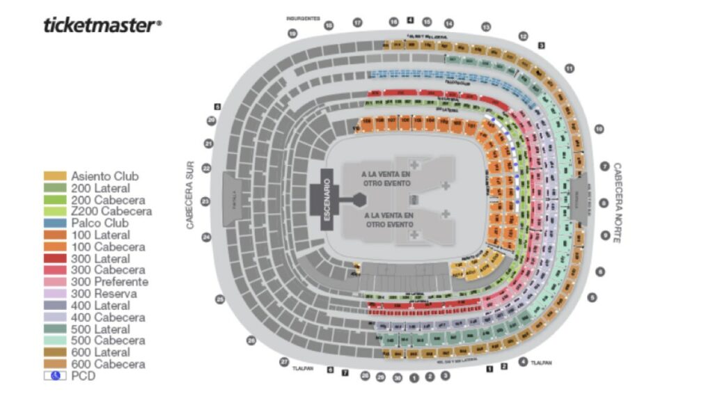 Este es el mapa para el concierto en el Estadio Azteca de RBD